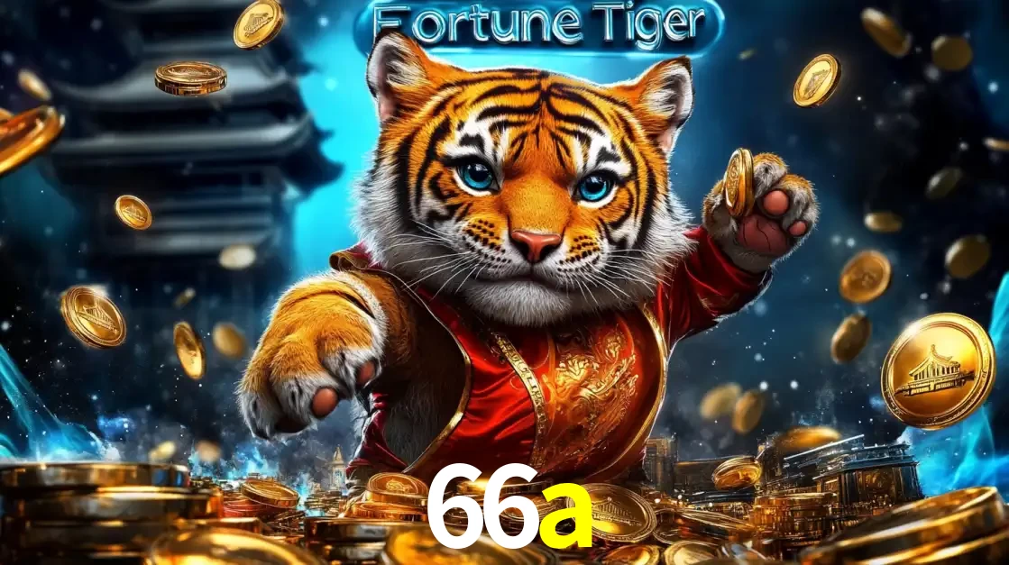Imagem promocional do jogo de slot Fortune Tiger, com um tigre majestoso em traje tradicional cercado por uma fortuna em moedas de ouro, disponível agora no cassino 66a.